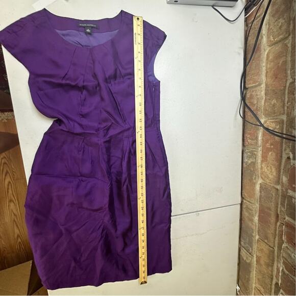 Banana Republic Purple Cap‎ Sleeves Side Zip 100% Silk Sheath Dress Size 0 - Picture 10 of 11